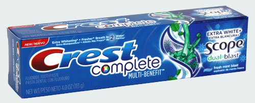 Новые зубные пасты Crest Complete Multi-Benefit Extra White Plus Scope Dual-Blast Toothpaste (Крест мульти польза экстра отбеливание лечебная мята)
