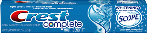 Crest Complete Multi-Benefit Whitening + Scope Cool Peppermint Toothpaste